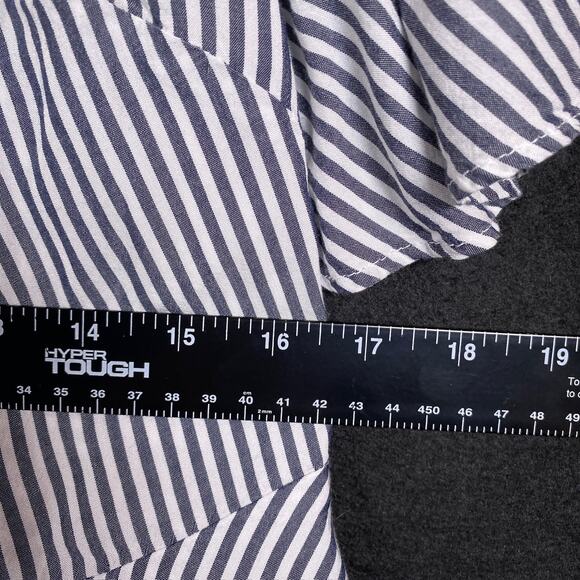 LOFT Womens Blouse Blue White Striped V Neck Wrap Front Tie 1/2 Sleeve Flowy XS - Picture 9 of 13